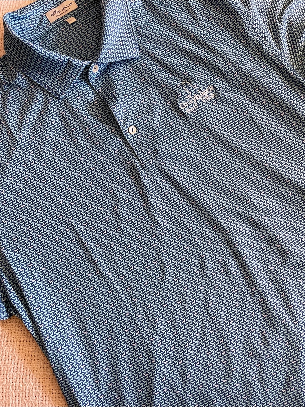 Peter Millar Navy and White Micro-Pattern Polo Weenie Dogs